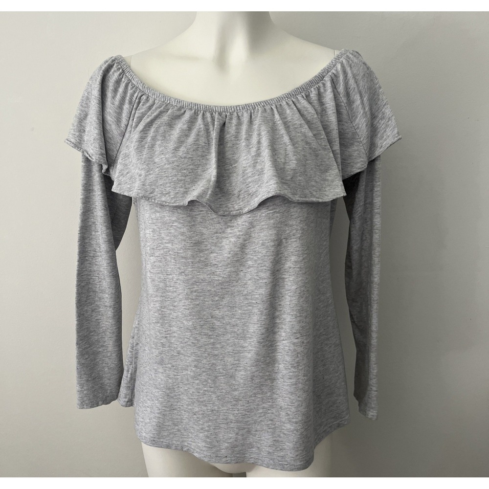 Lilly Pulitzer Women's Ruffle Top Large Gray Casual Resort Lounge Relaxed Travel